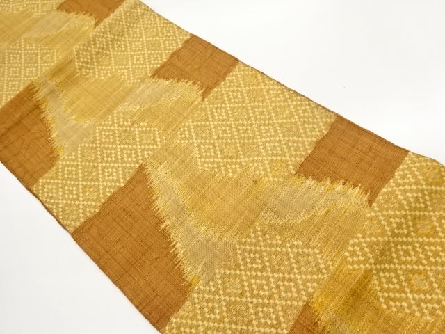 JAPANESE NAGOYA OBI / JAPANESE KIMONO / TSUMUGI / WOVEN STRIPE & RHOMBUS